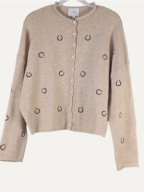 Things Between Horseshoe Cardigan Oat Burgundy Western Small NIP